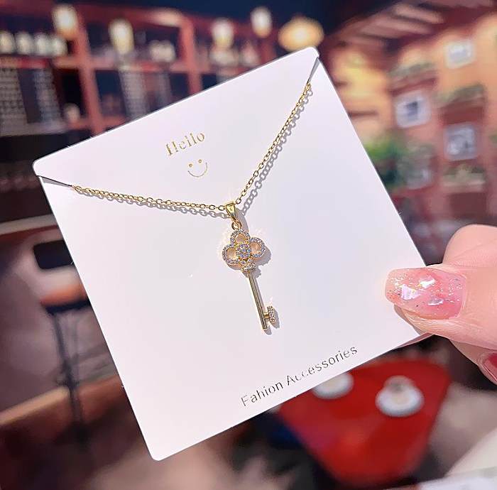 Fashion Geometric Stainless Steel Plating Zircon Necklace