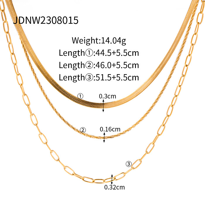 IG Style Solid Color Stainless Steel  Plating 18K Gold Plated Necklace