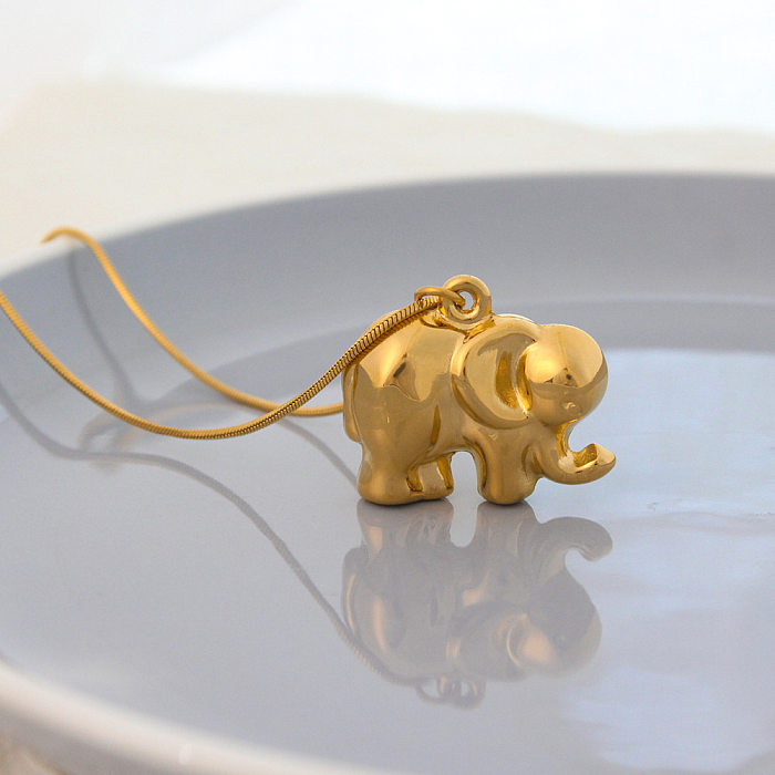Casual Streetwear Elephant Stainless Steel  Pendant Necklace