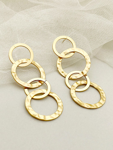 1 Pair Simple Style Streetwear Round Polishing Plating Stainless Steel  Gold Plated Drop Earrings