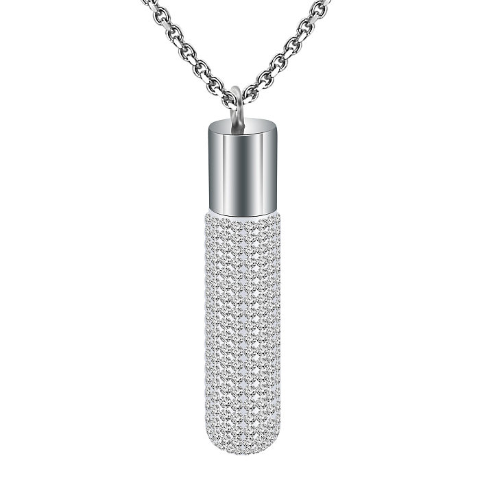 Collar con colgante de piedras preciosas artificiales con incrustaciones de acero inoxidable geométrico de estilo simple
