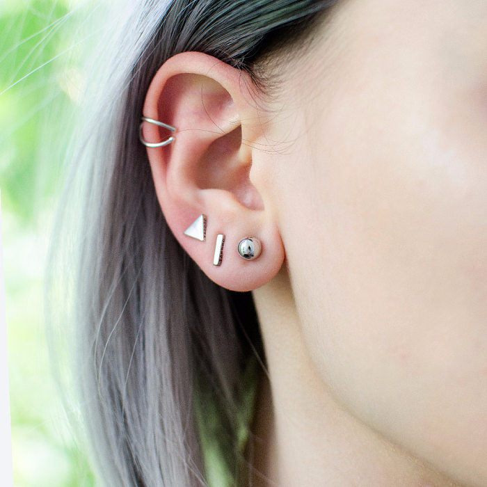 Clous d'oreilles géométriques en acier inoxydable de style simple, boucles d'oreilles en acier inoxydable plaqué or
