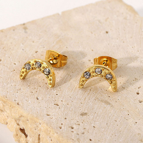 European And American INS Style Earrings 18K Gold-plated Stainless Steel  Moon Zircon Earrings Earrings Jewelry