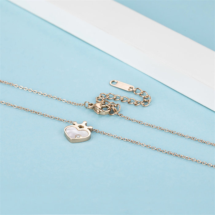 Casual estilo simples estilo clássico formato de coração aço inoxidável polimento chapeamento incrustação diamante rosa banhado a ouro pingente colar