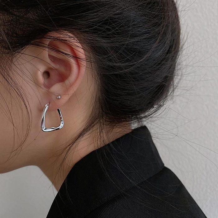 Boucles d'oreilles à placage irrégulier en acier inoxydable, couleur unie, Style Simple, 1 paire