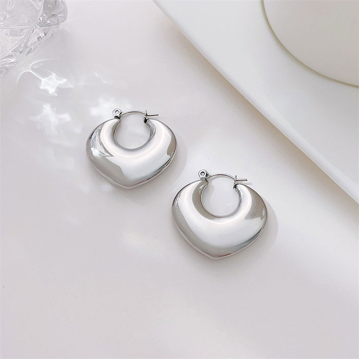 1 Pair IG Style Heart Shape Hollow Out Stainless Steel  Earrings