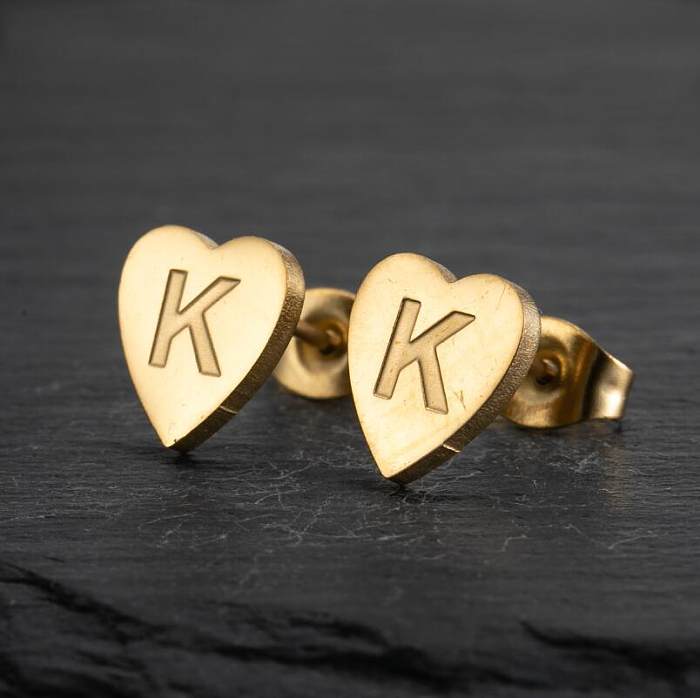 1 Pair Fashion Letter Heart Shape Stainless Steel Plating Ear Studs