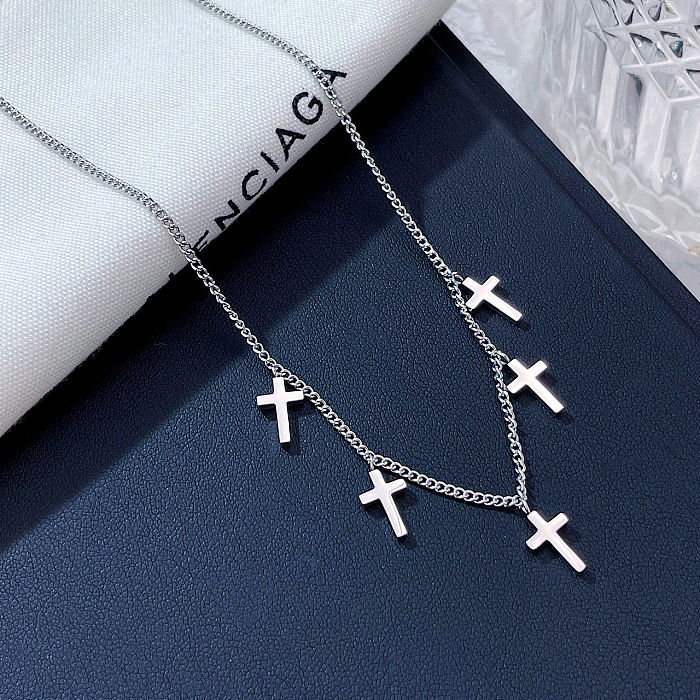 Streetwear Cross Stainless Steel  Stainless Steel Plating Pendant Necklace