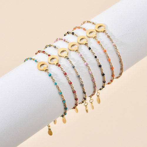 IG Style Star Moon Stainless Steel Beaded Charm Plating 18K Gold Plated Bracelets