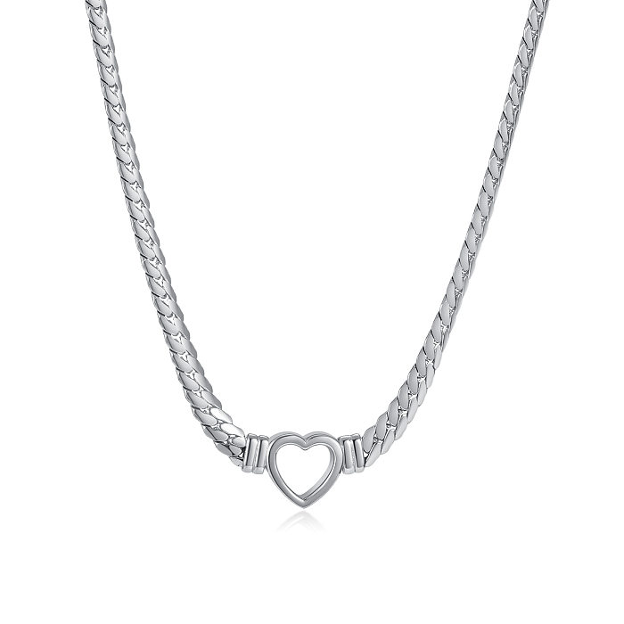 IG Style Simple Style Heart Shape Stainless Steel  Stainless Steel Plating Hollow Out Necklace