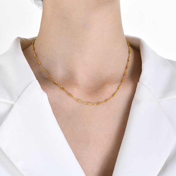 Wholesale Simple Style Solid Color Stainless Steel  18K Gold Plated Necklace