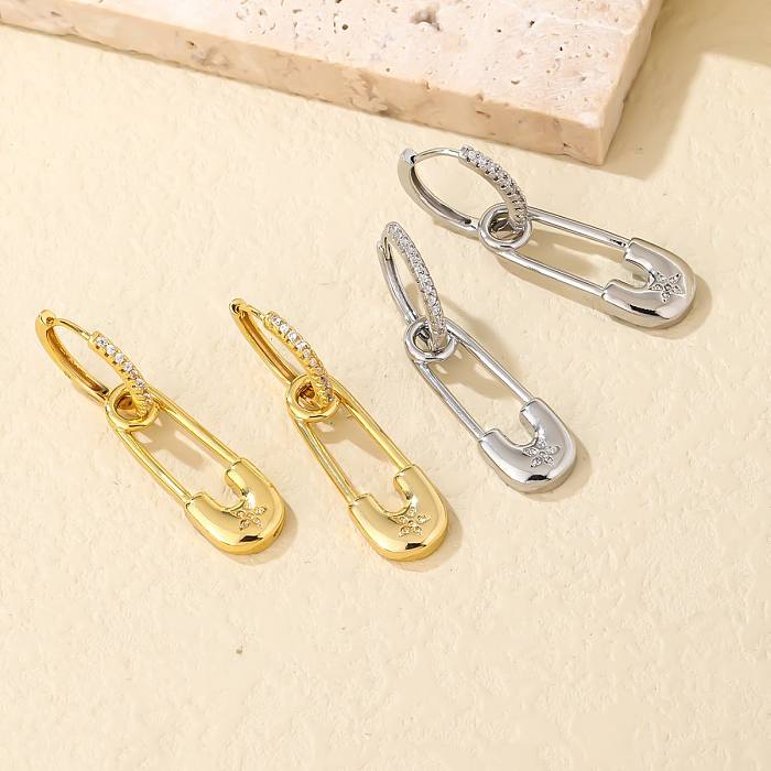1 Pair Simple Style Letter Inlay Stainless Steel  Zircon Drop Earrings
