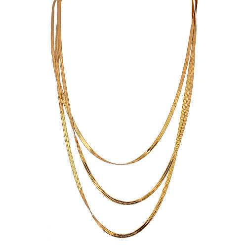 Collar chapado en oro de 18 quilates con revestimiento de acero inoxidable de color sólido de estilo vintage