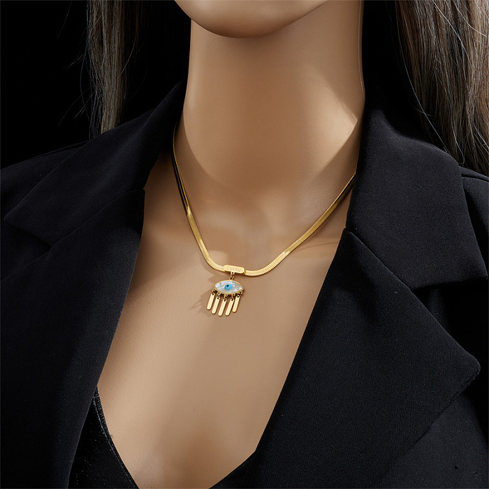Basic-Halskette mit Anhänger „Teufelsauge“ aus Edelstahl, vergoldet, 1 Stück