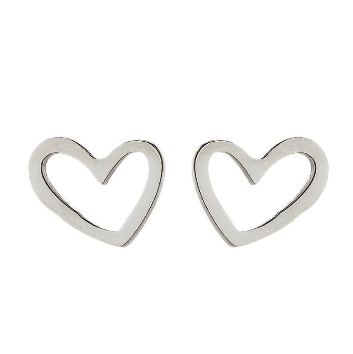 Pendientes De Acero Inoxidable Con Corazón Geométrico De Estilo Simple Para Mujer Sin Incrustaciones Pendientes De Acero Inoxidable Chapados