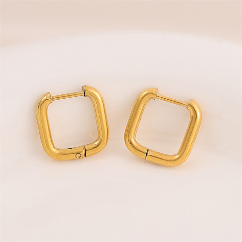 1 Pair Simple Style Square Plating Stainless Steel  Stainless Steel 18K Gold Plated Earrings