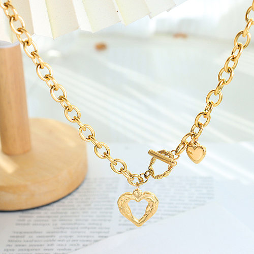 1 Piece Retro Heart Shape Stainless Steel Plating Necklace