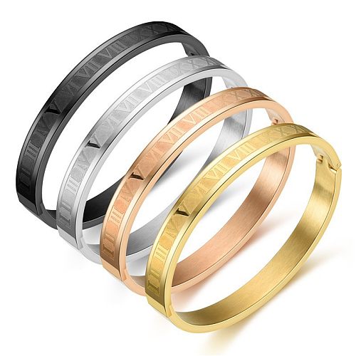 Simple Style Number Stainless Steel Bangle