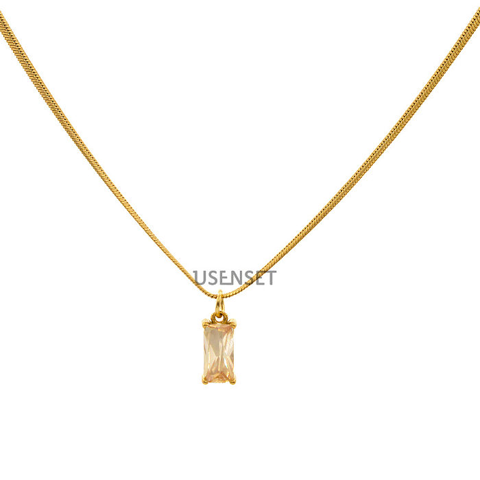 Simple Style Geometric Stainless Steel Plating Zircon Pendant Necklace 1 Piece