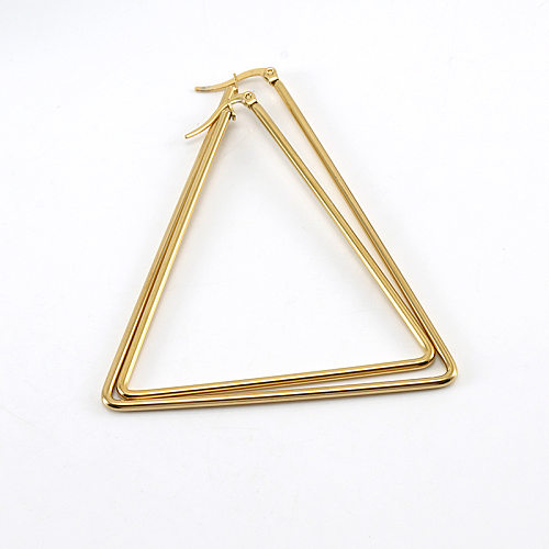 Brincos de aço inoxidável geométricos de triângulo de estilo simples, brincos de aço inoxidável de polimento