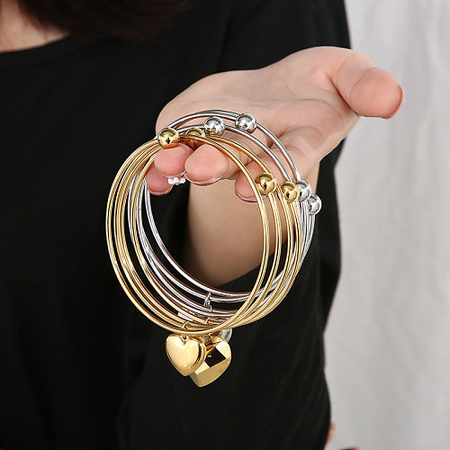 Modern Style Heart Shape Stainless Steel Titanium Steel Plating 18K Gold Plated Bangle