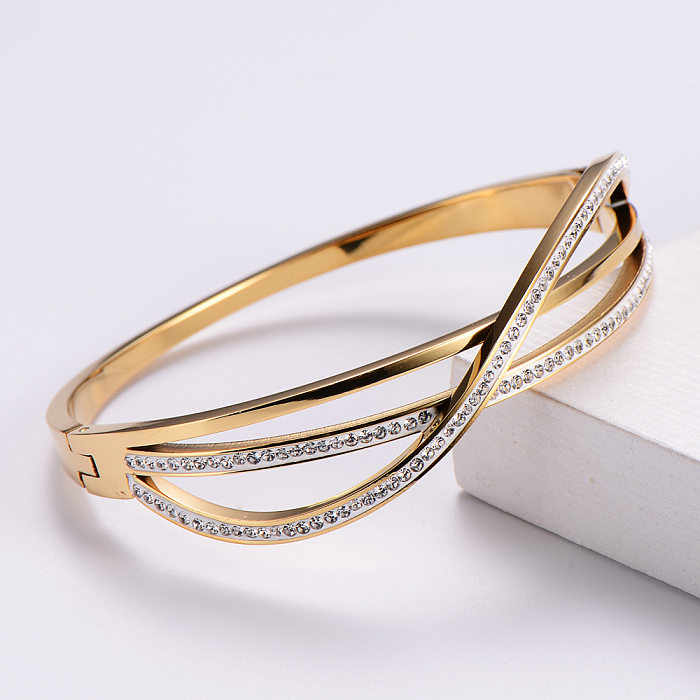 Bracelet en acier inoxydable avec diamants de personnalité coréenne, vente en gros