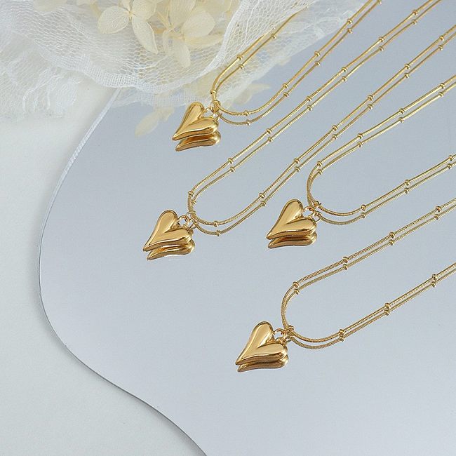 Fashion Heart-shaped Clavicle Necklace Stainless Steel Material Colorfast