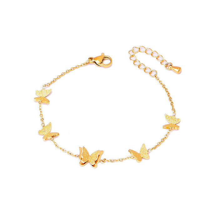 Bracelets de coquille d'incrustation de placage en acier de titane de papillon de fleur d'étoile de Style Simple décontracté