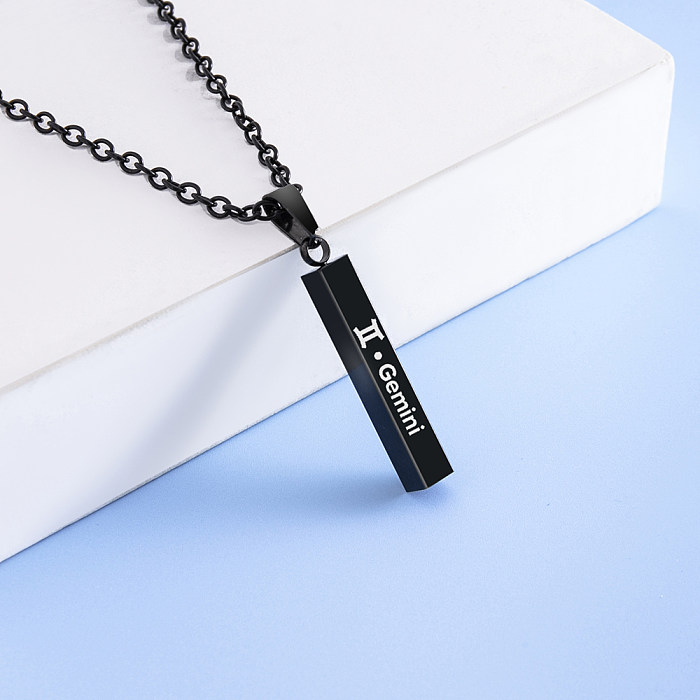 12 Constellation Stainless Steel  Wishing Pillar Necklace