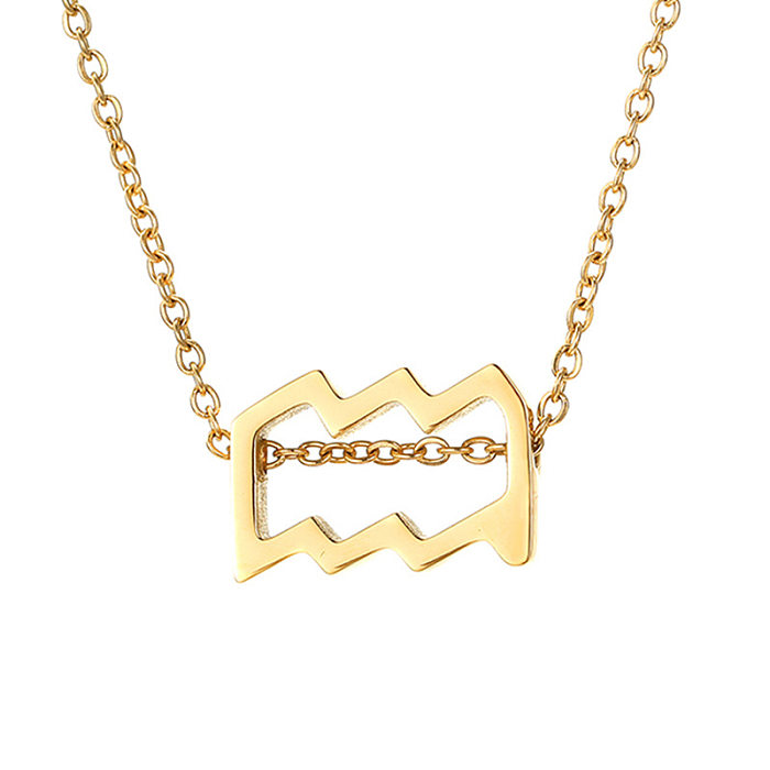 Collier avec pendentif Constellation du zodiaque en acier inoxydable plaqué or, à la mode