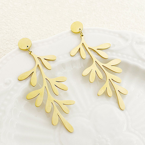 1 Pair Casual Simple Style Solid Color Polishing Plating Stainless Steel  Gold Plated Drop Earrings