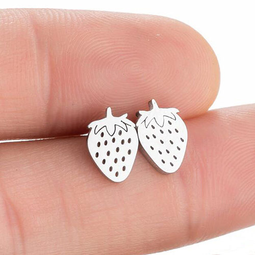 1 Pair Fashion Strawberry Stainless Steel Plating Ear Studs