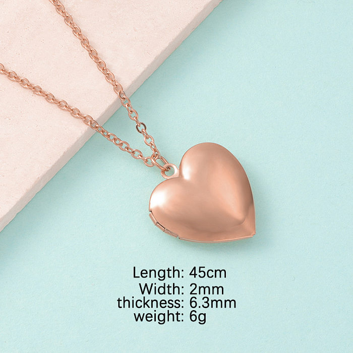 Simple Style Heart Shape Stainless Steel  Polishing Charms Pendant Necklace