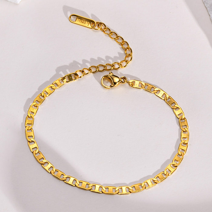Bracelets plaqués or 18 carats en acier inoxydable de couleur unie de style simple, vente en gros