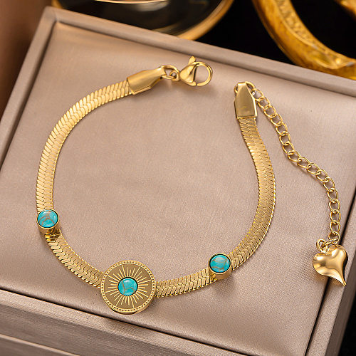 Mode Géométrique Titane Acier Plaqué Turquoise Bracelets 1 Pièce