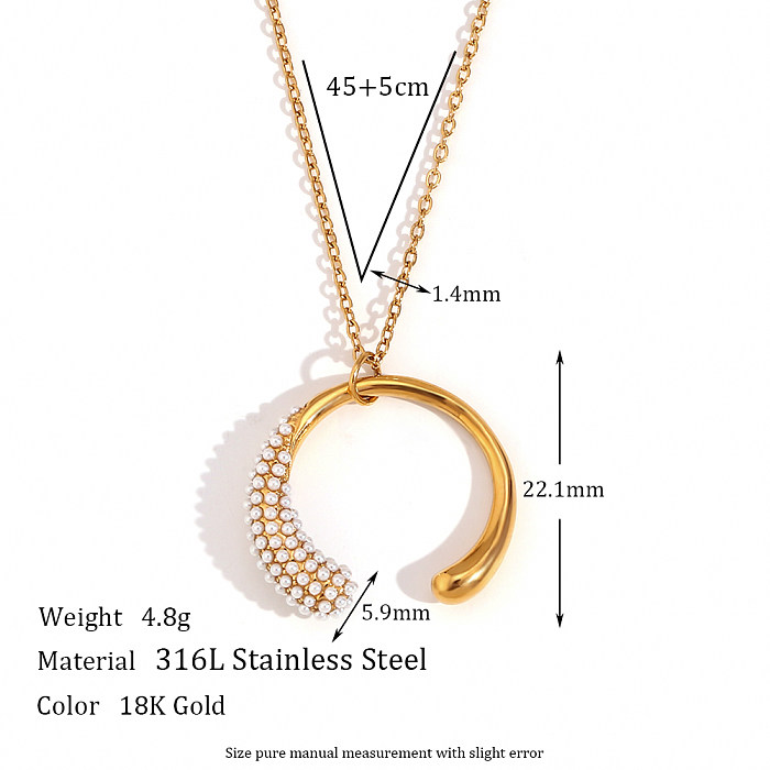 Basic Vintage Style Classic Style Solid Color Stainless Steel  Plating 18K Gold Plated Pendant Necklace