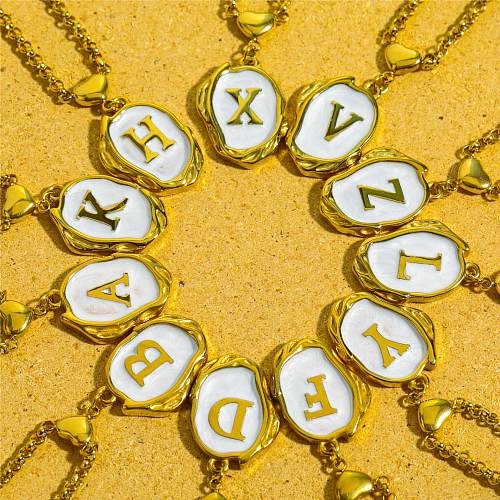 Modische Halskette mit Anhänger aus Edelstahl mit Buchstaben-Beschichtung