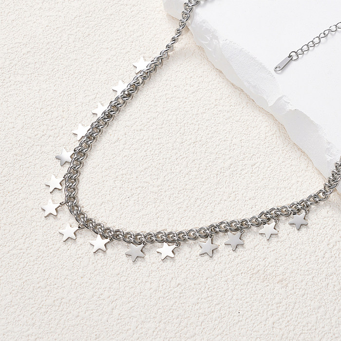 Hip-Hop Classic Style Star Stainless Steel  Necklace