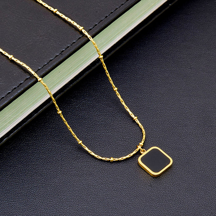 Collier pendentif en acier inoxydable avec lettres de style simple et strass incrustés