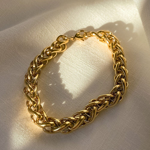 Atacado estilo simples cor sólida titânio aço chapeado pulseiras banhadas a ouro