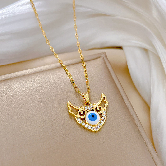 Fashion Eye Stainless Steel Copper Plating Zircon Pendant Necklace