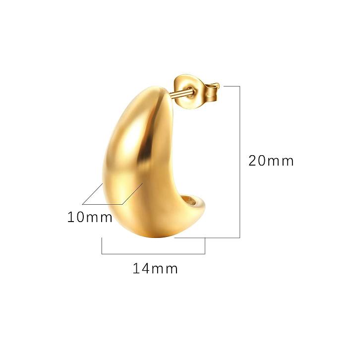 1 Pair Elegant Simple Style Semicircle Plating Stainless Steel  18K Gold Plated Ear Studs