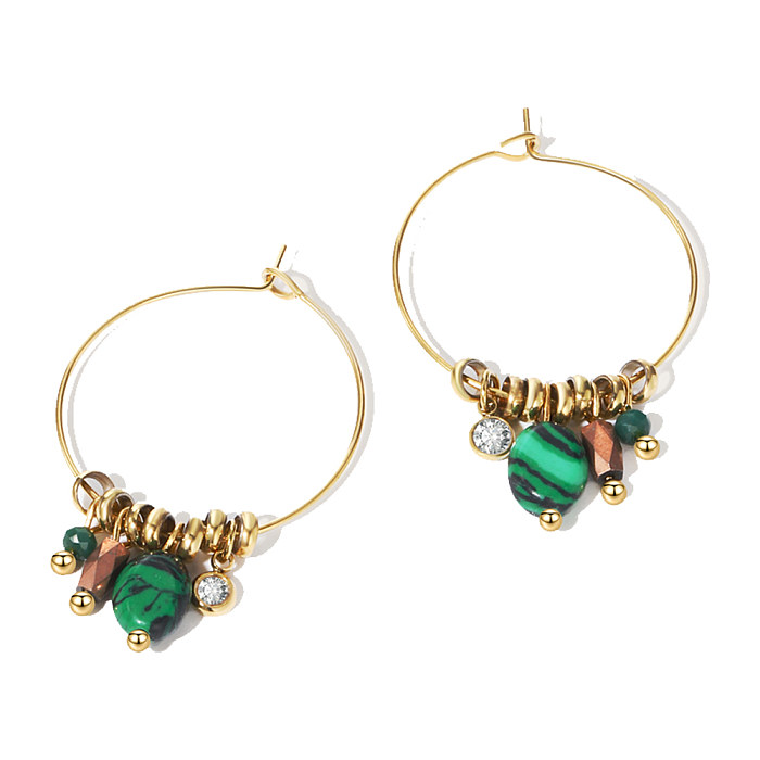 1 Paar IG-Stil-Creolen im französischen Stil, Kreis-Perlenbeschichtung, Edelstahl-Strasssteine, 14-karätig vergoldete Creolen
