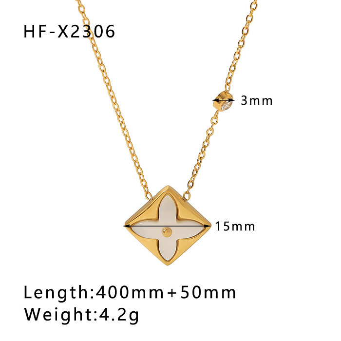 Modern Style Simple Style Eye Bamboo Snake Stainless Steel  Enamel Plating Inlay Zircon 18K Gold Plated Pendant Necklace