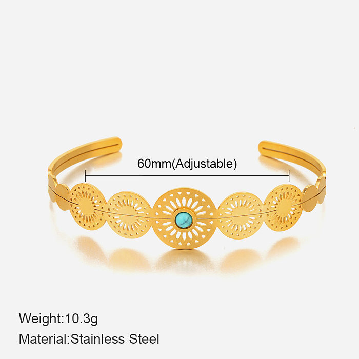 Pulseira turquesa banhada a ouro geométrica de aço inoxidável da moda
