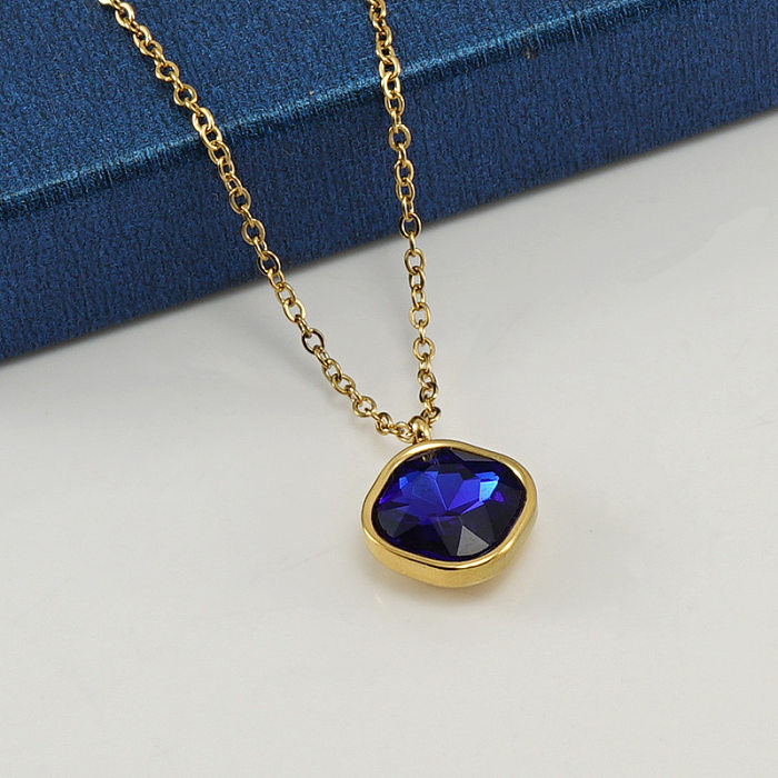 Fashion Round Stainless Steel Plating Inlay Zircon Pendant Necklace 1 Piece