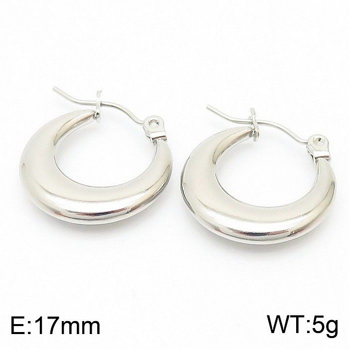 1 paire de boucles d'oreilles créoles plaquées or 18 carats en acier inoxydable plaqué ovale brillant
