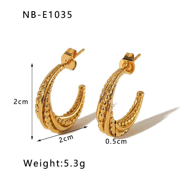 1 Pair Vintage Style Simple Style Solid Color Plating Inlay Stainless Steel  Zircon 18K Gold Plated Ear Studs