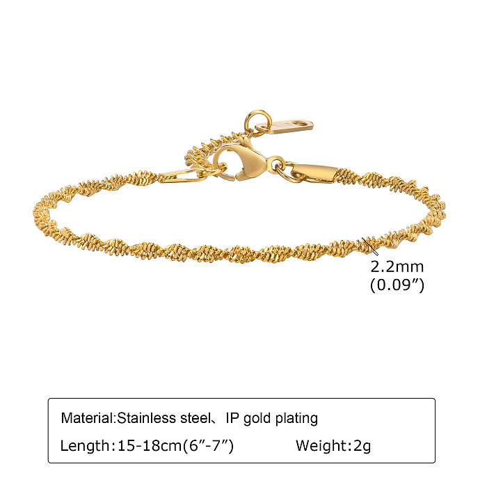 Großhandel einfache Streetwear-Armbänder mit Spiralstreifen-Edelstahlbeschichtung, 18 Karat vergoldet