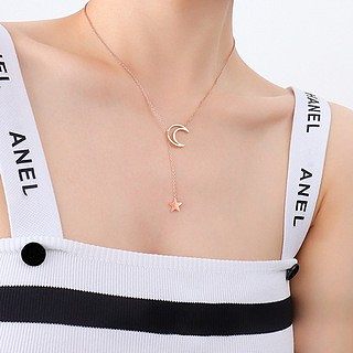 Fashion Star And Moon Pendent Necklace Stainless Steel Plated 18k Jewelry Wholesale